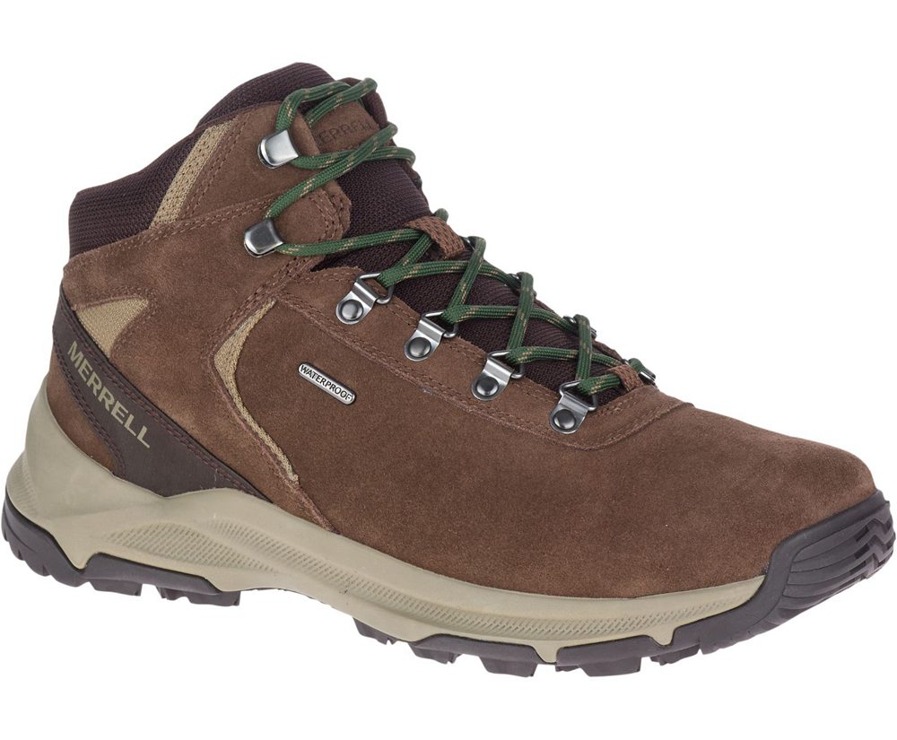 Merrell Hiking Boots Brown - Erie Mid Waterproof - Mens 10KGMOBQS